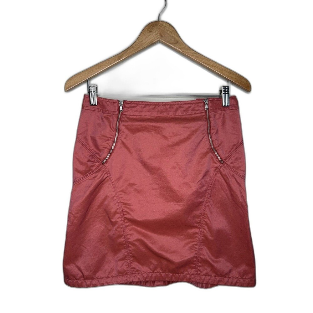 Armani Exchange Womens Size 2 Nylon Y2K Gorpcore Zip Pocket Mini Skirt Coral